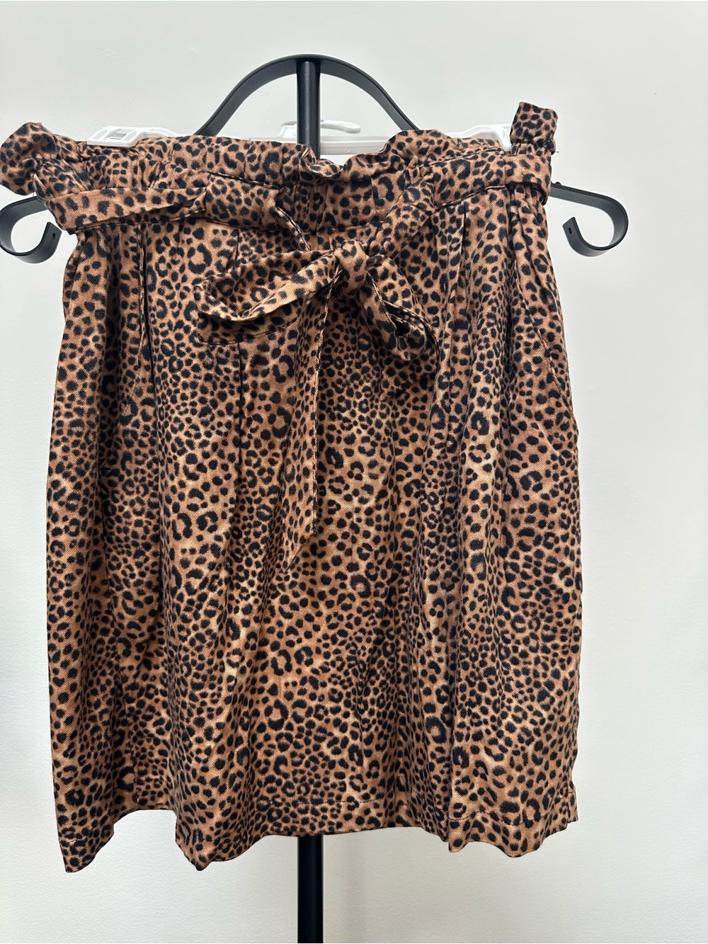 H&M Leopard Print Paperbag Waist Skirt - Tan & Black